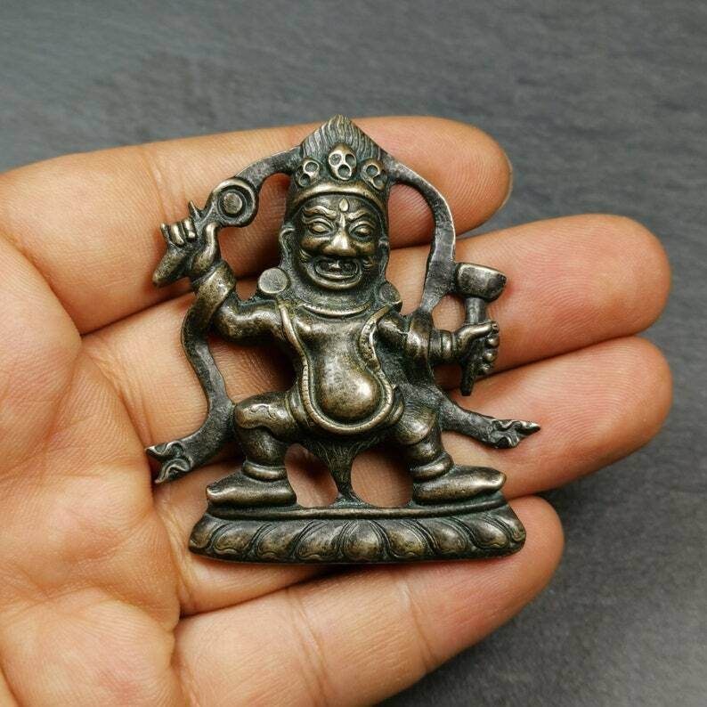 Tibetan Buddhist Statue,Mahakala Holding a Drum - Gandhanra-ART
