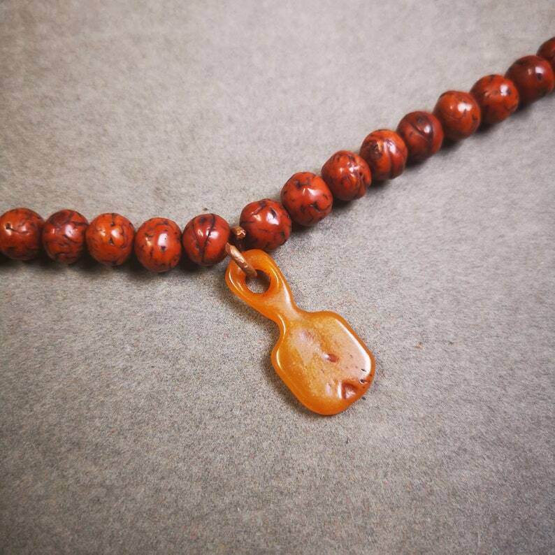 Yak Bone Carved OM Letter Prayer Bead Pendant - Gandhanra-ART