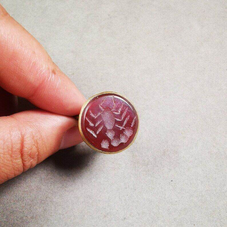 Old West Asian Ring,Made of Ruby and Copper,From Pakistan - Gandhanra-ART