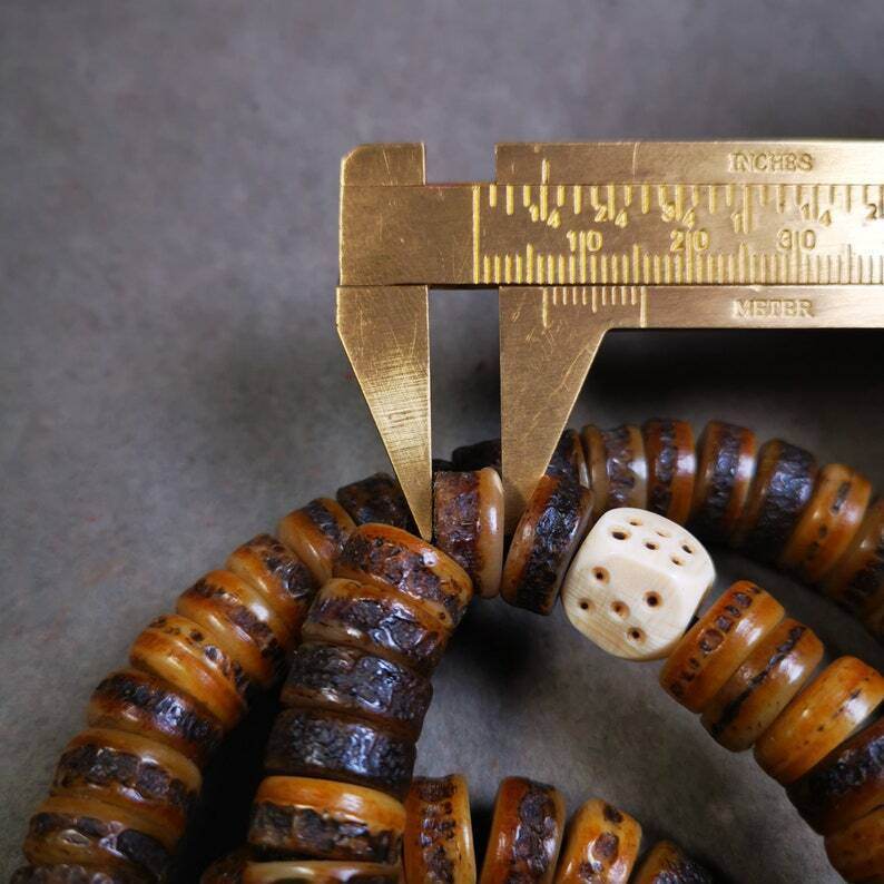Yak Bone Mala, Hand-carved Tibetan Prayer Beads - Gandhanra-ART