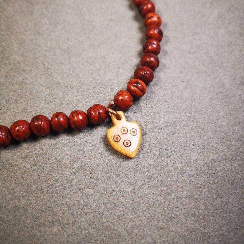 Yak Bone Carved Mantra Dot Prayer Bead Pendant - Gandhanra-ART