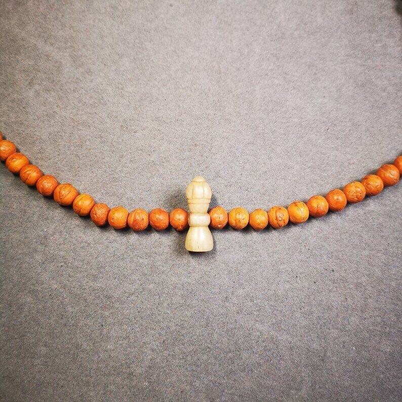 Yak Bone Carved Vajra Bell Amulet Pendant,Spacer Bead for Mala - Gandhanra-ART