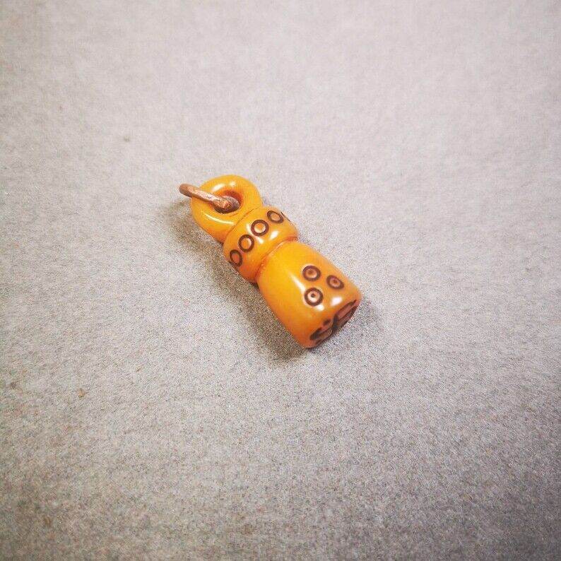 Yak Bone Carved Seal Amulet, Swastika Pattern Stamp Pendant - Gandhanra-ART