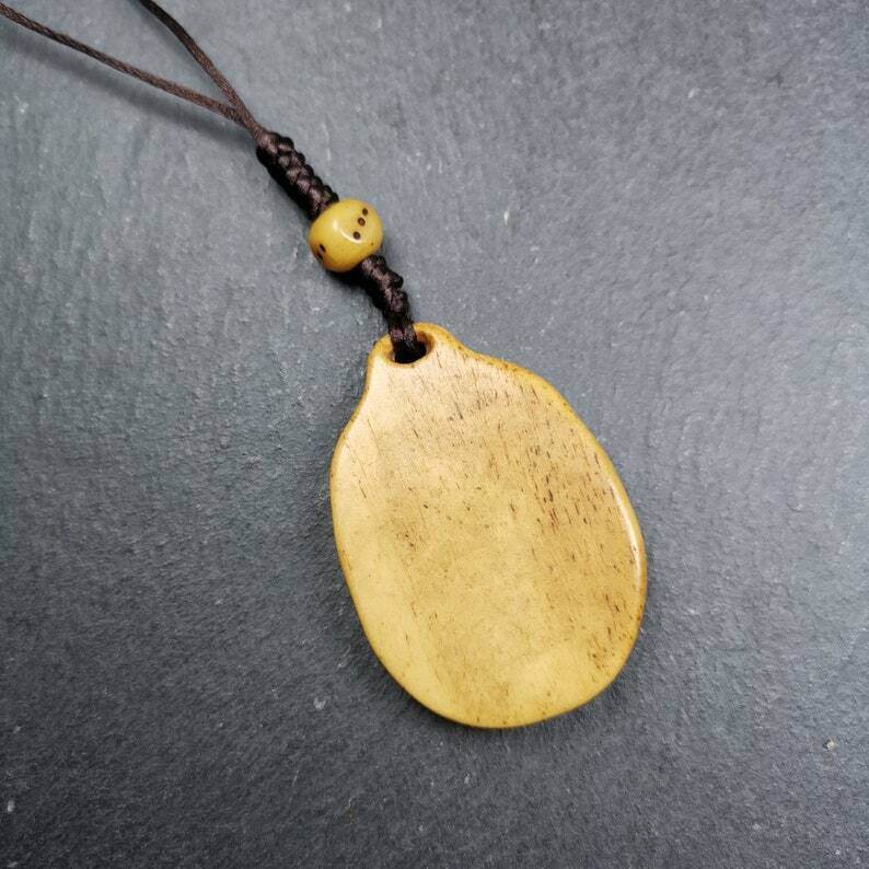 Buddhist Calendar Amulet,Yak Bone Carved Melong Mirror,SIPAHO(srid pa ho) Badge - Gandhanra-ART