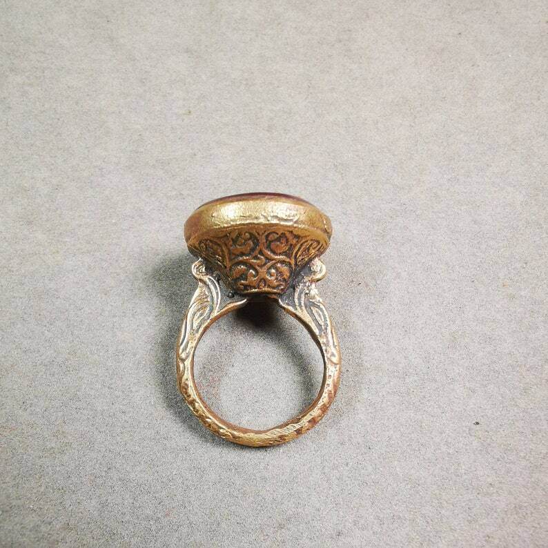 Old West Asian Ring,Made of Ruby and Copper,From Pakistan - Gandhanra-ART