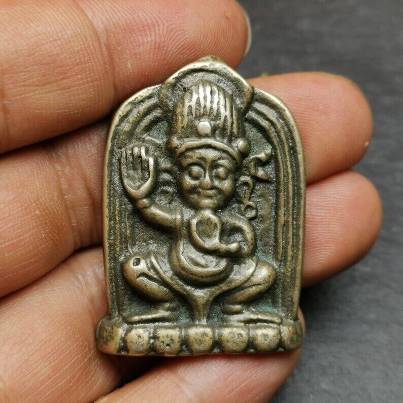 Gandhanra Vintage Vajrapani Amulet,Tibetan Buddhism Statue Badge,Made of Bronze