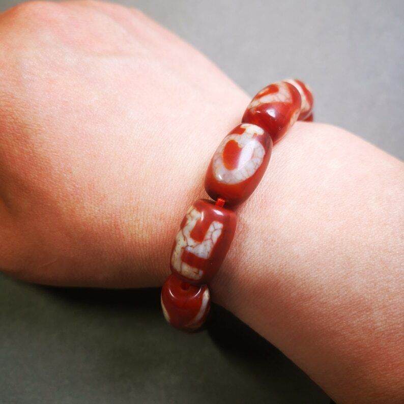 Fire Agate Dzi Bead Bracelet - Gandhanra-ART