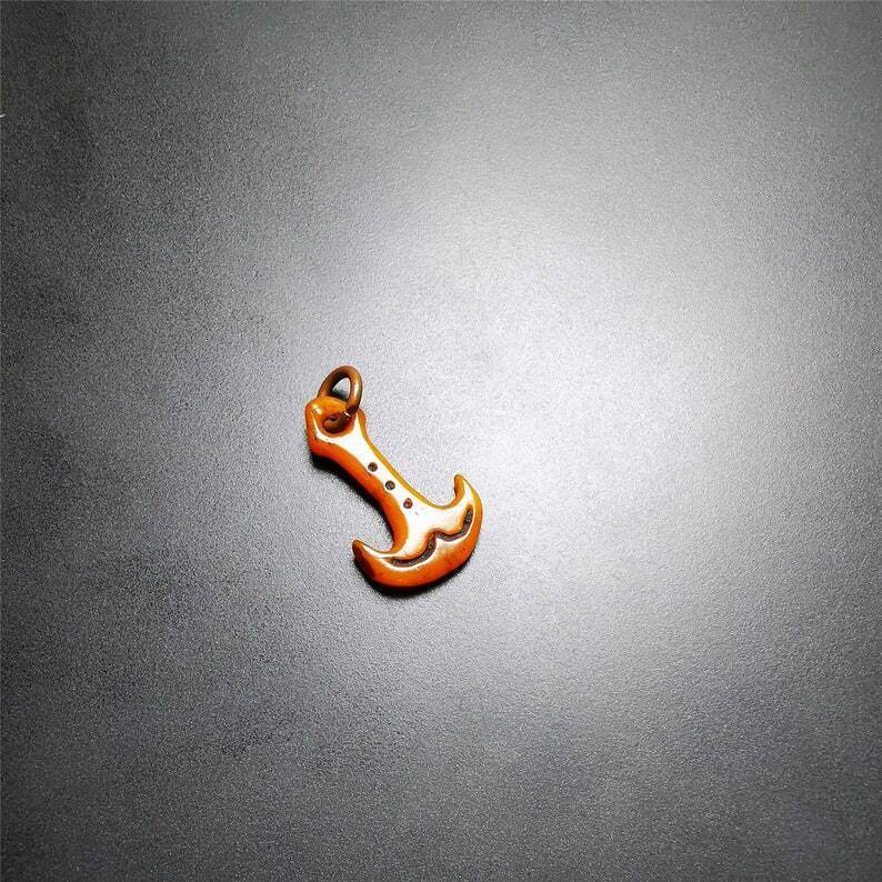 Yak Bone Carved Amulet,Anchor Pendant - Gandhanra-ART