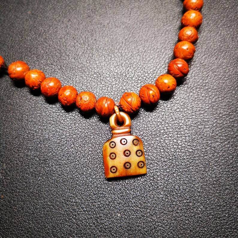 Yak Bone Carved Mantra Dot Prayer Bead Pendant - Gandhanra-ART