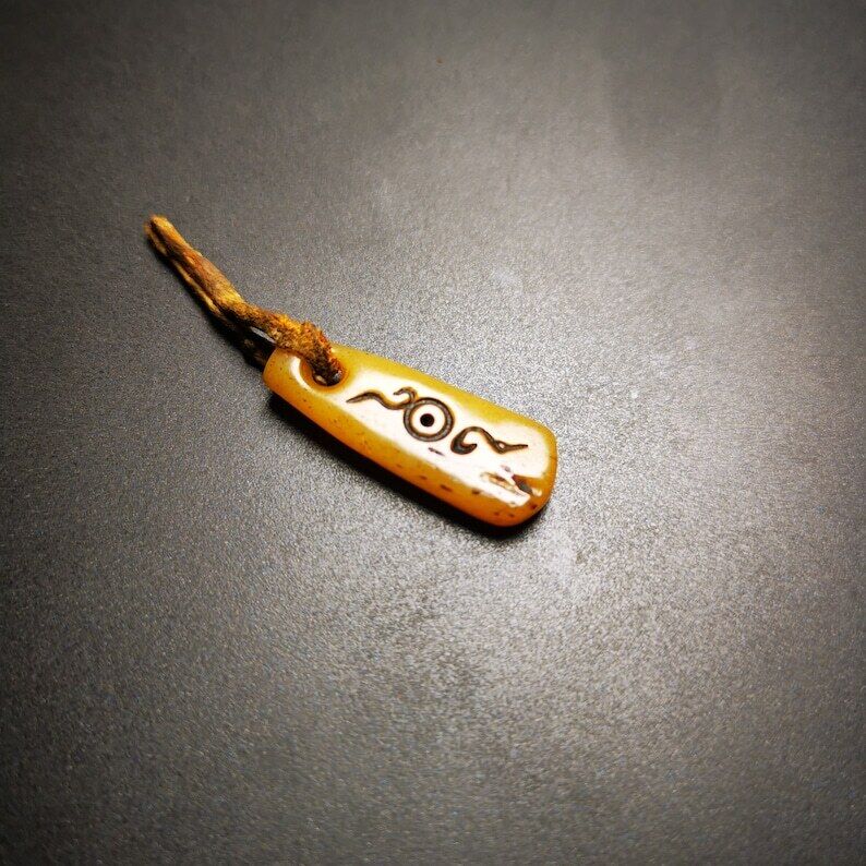 Yak Bone Carved Amulet Pendant 1.06"×0.43"