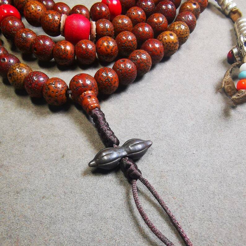 Old 108 Lotus Seed Mala,Prayer Beads 35.4"