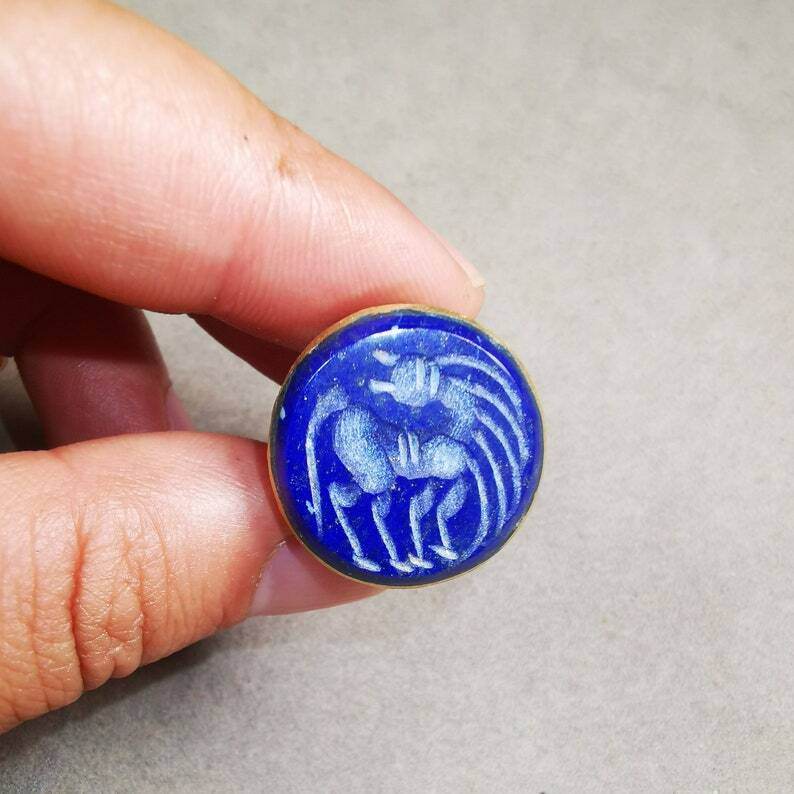 Old West Asian Ring,Made of Lapis Lazuli + Copper,From Pakistan - Gandhanra-ART
