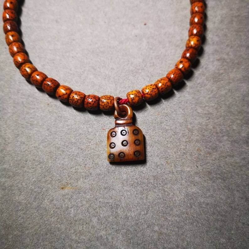 Yak Bone Carved Mantra Dot Prayer Bead Pendant - Gandhanra-ART