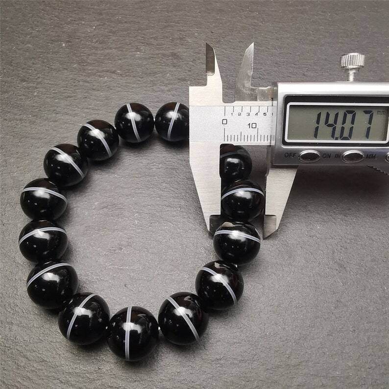 Black Agate Prayer Beads Bracelet - Gandhanra-ART