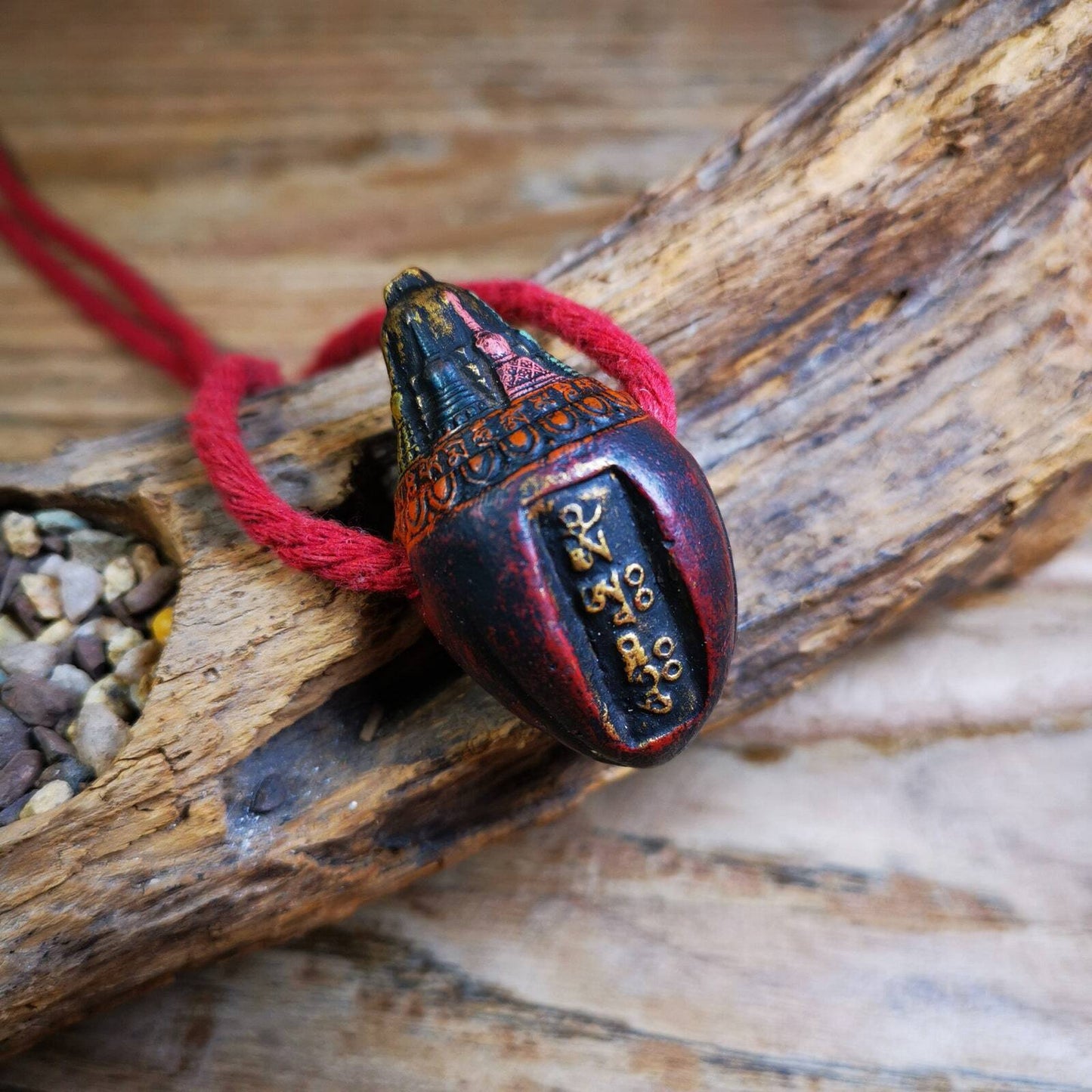 Old Tibetan Niang La Tsa Tsa Statue Amulet,Stupa,Pagoda with Mantra