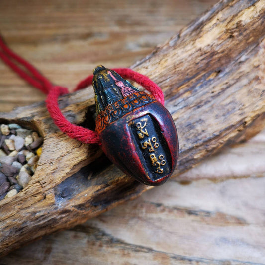 Old Tibetan Niang La Tsa Tsa Statue Amulet,Stupa,Pagoda with Mantra