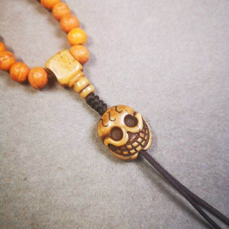 Yak Bone Carved Citipati Skull Amulet Pendant,Spacer Bead for Mala - Gandhanra-ART