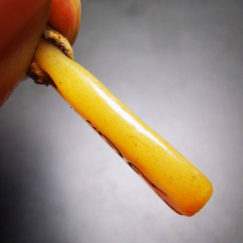 Yak Bone Carved Amulet Pendant 1.06"×0.43"