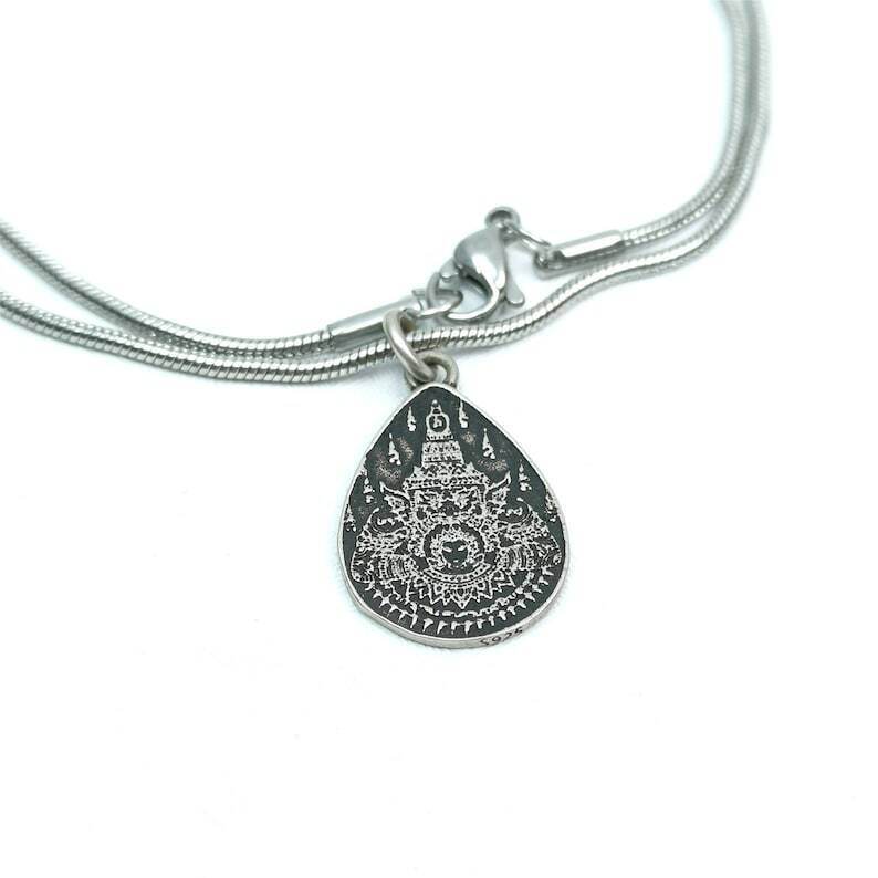 Lucky Charm, Unique Stupa / Pagoda Pattern,Silver Pendant - Gandhanra-ART
