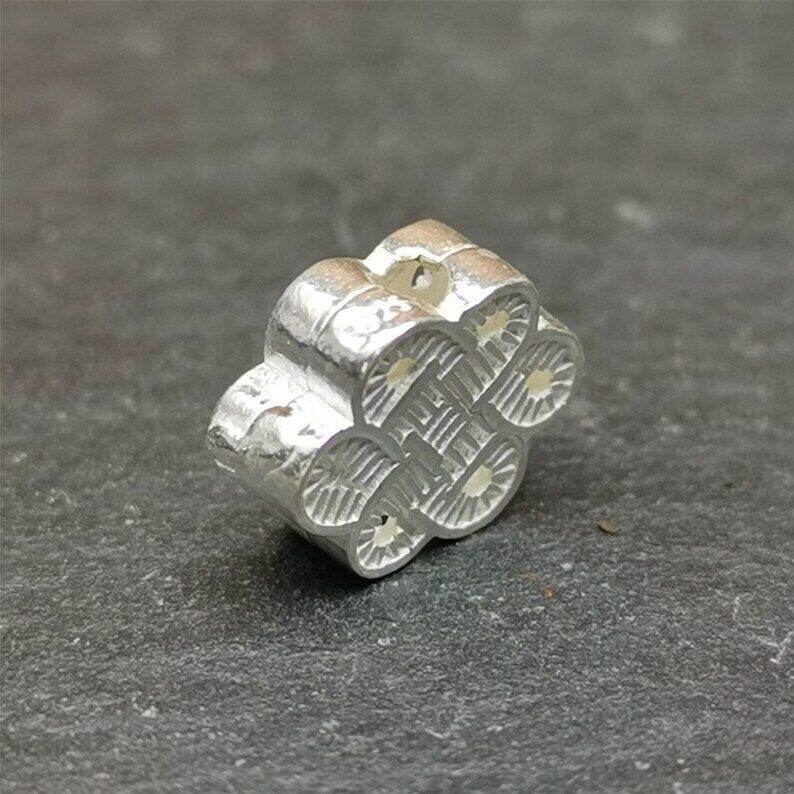Mala Bead Pendant,Sterling Silver Lucky Knot Bead,Endless Knot - Gandhanra-ART