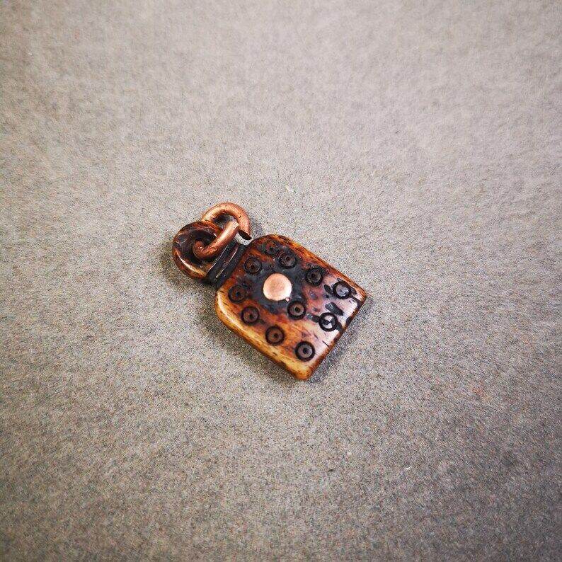 Yak Bone Carved Mantra Dot Prayer Bead Pendant - Gandhanra-ART