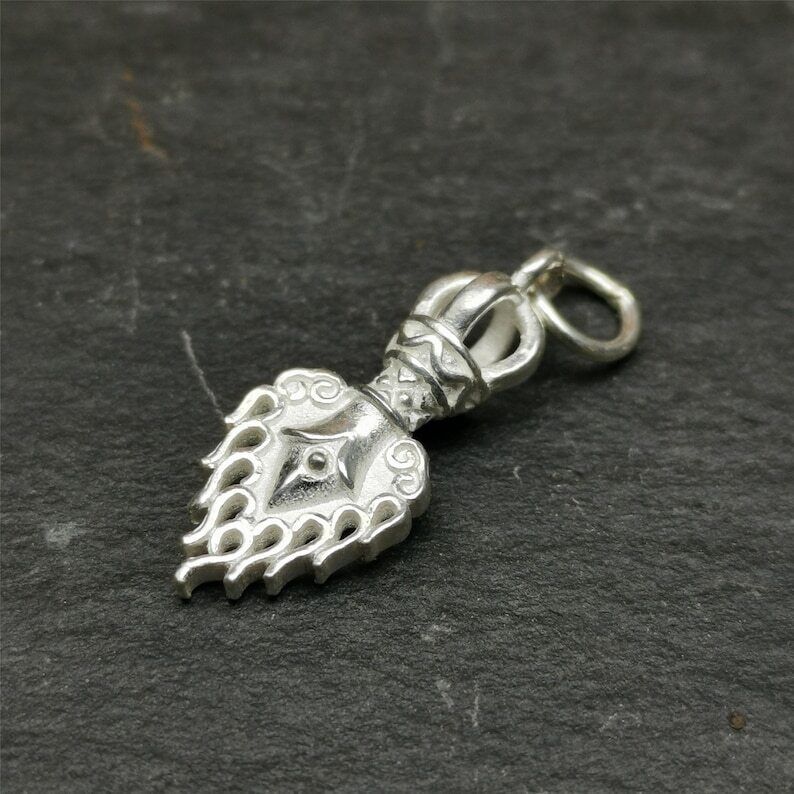 Tibetan Buddhism Amulet, Fire Vajra Sword of Manjushri,Sterling Silver