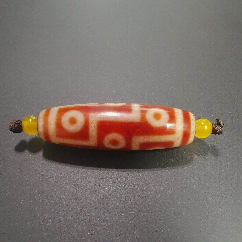 Fire Agate 9 Eyes Dzi Bead - Gandhanra-ART