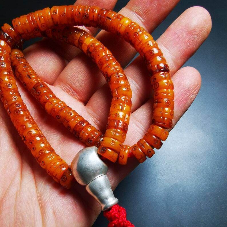 108 Mala Bracelet,8mm - Tibetan Buddhist mala beads, size reference