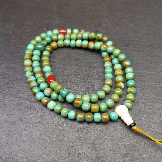 Old 108 Turquoise Beads Mala, Prayer Beads - Gandhanra-ART