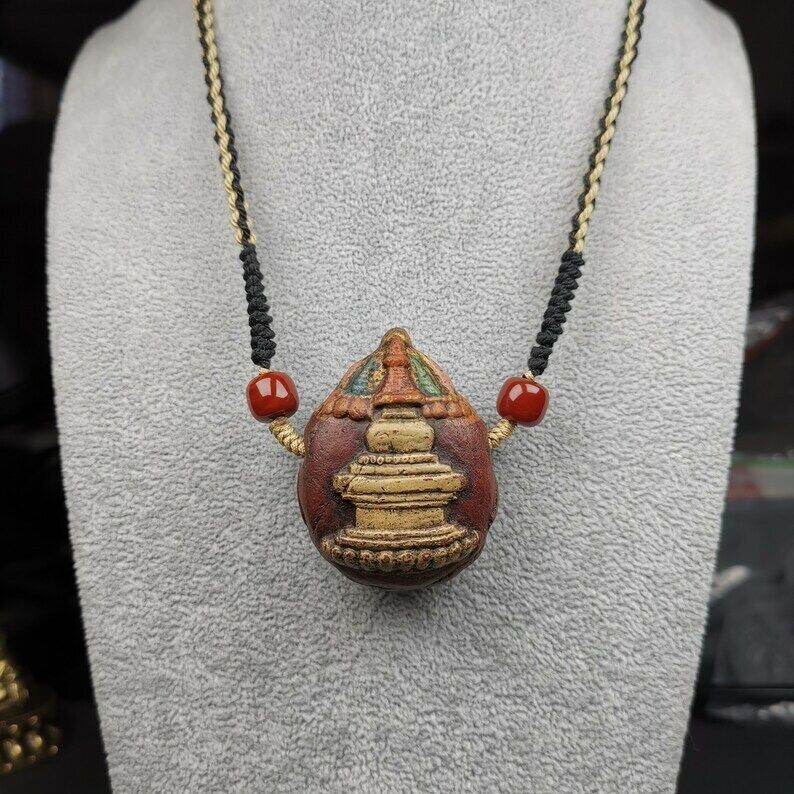 Stupa Tsa Tsa Amulet, Scorpion Guru of Padmasambhava, Scorpion Terma Pendant - Gandhanra-ART