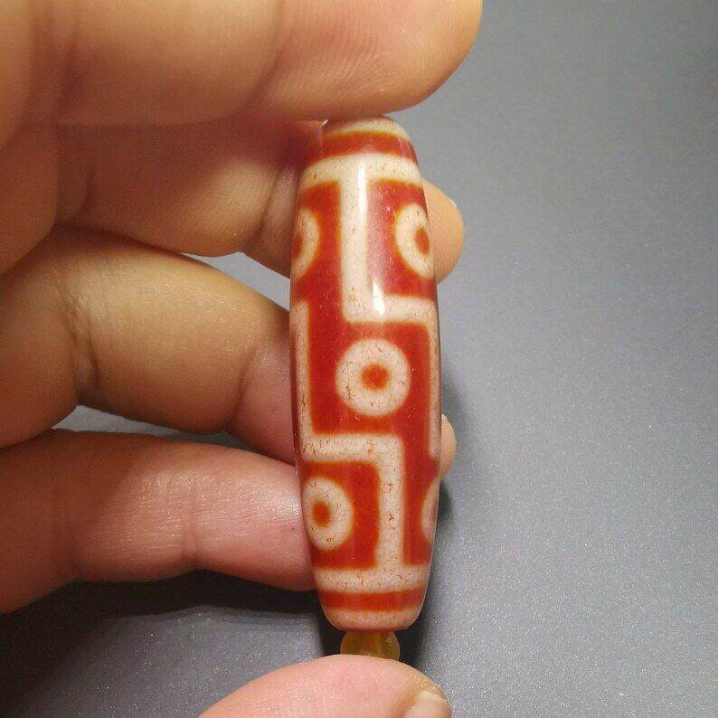 Fire Agate 9 Eyes Dzi Bead - Gandhanra-ART