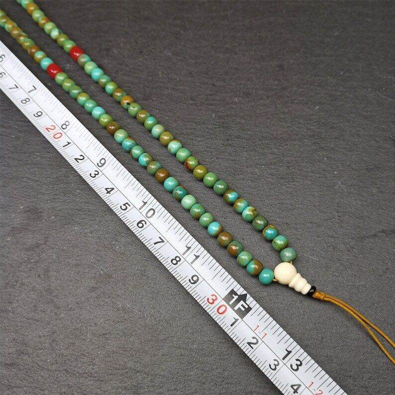 Old 108 Turquoise Beads Mala, Prayer Beads - Gandhanra-ART