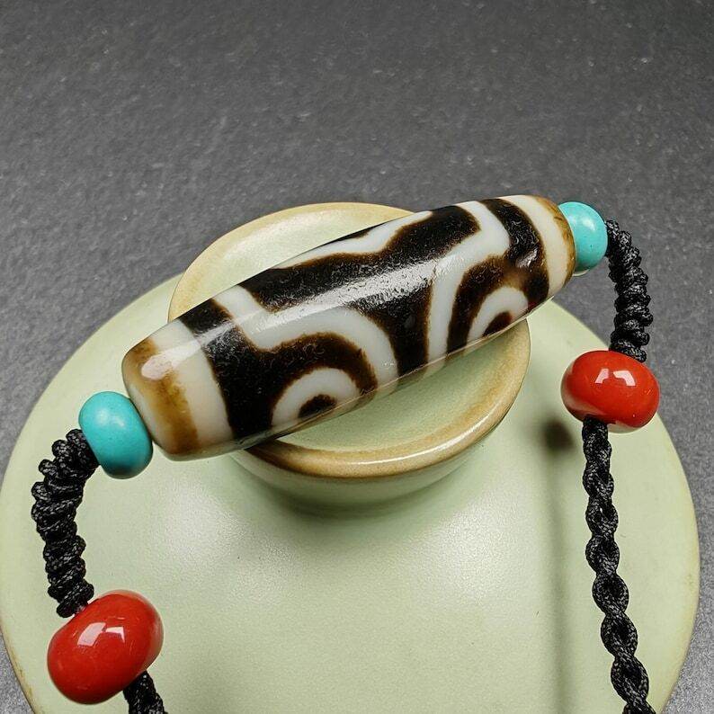 3 Eyes Dzi Bead Amulet,37*12mm - Gandhanra-ART