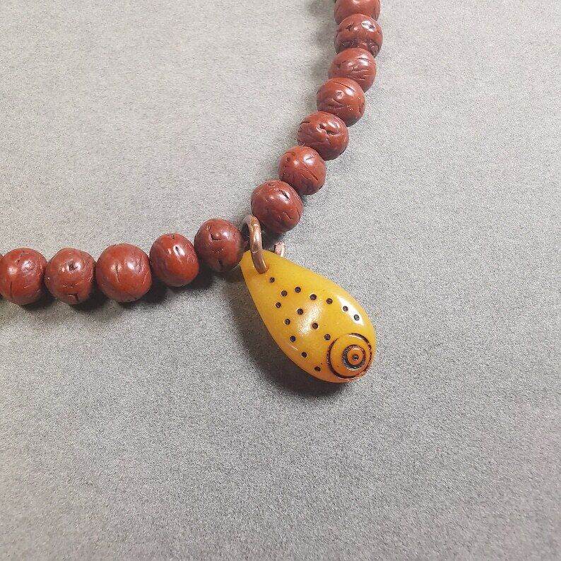 Yak Bone Bead Counter Pendant,Mani Jewel Amulet for Mala - Gandhanra-ART