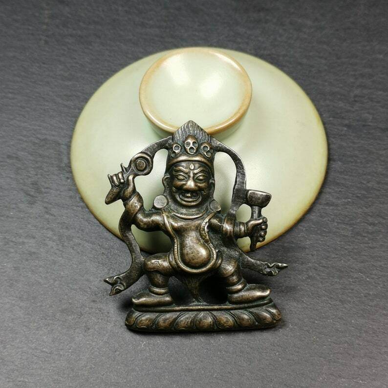 Tibetan Buddhist Statue,Mahakala Holding a Drum - Gandhanra-ART
