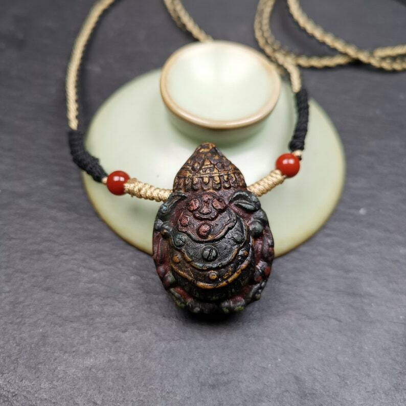 Old Tibetan Tsa Tsa Mold Amulet, Scorpion Guru of Padmasambhava