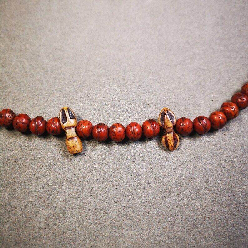 Yak Bone Carved Amulet Vajra and Kila(Dorje Phurba) Pendant - Gandhanra-ART
