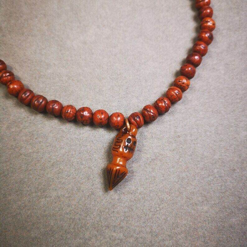 Yak Bone Carved Skull Phurba Amulet, Ritual Implement Pendant - Gandhanra-ART