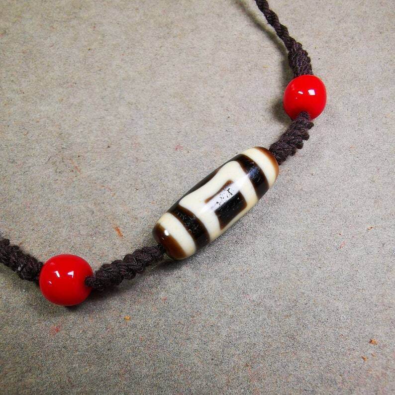 Sky & Earth Dzi Bead Necklace - Gandhanra-ART