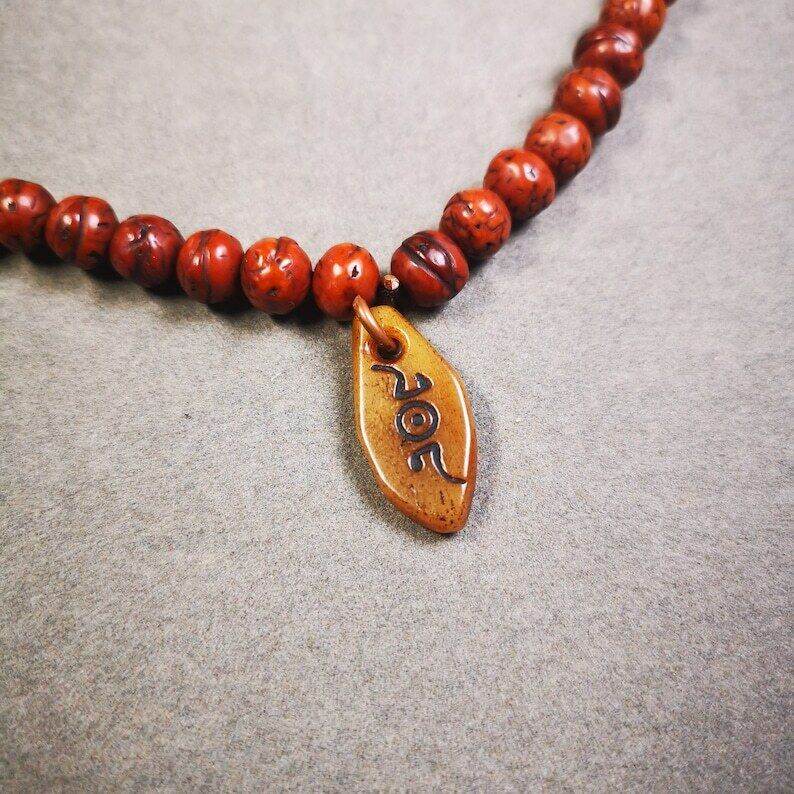 Yak Bone Carved Mani Jewel Prayer Bead Pendant - Gandhanra-ART