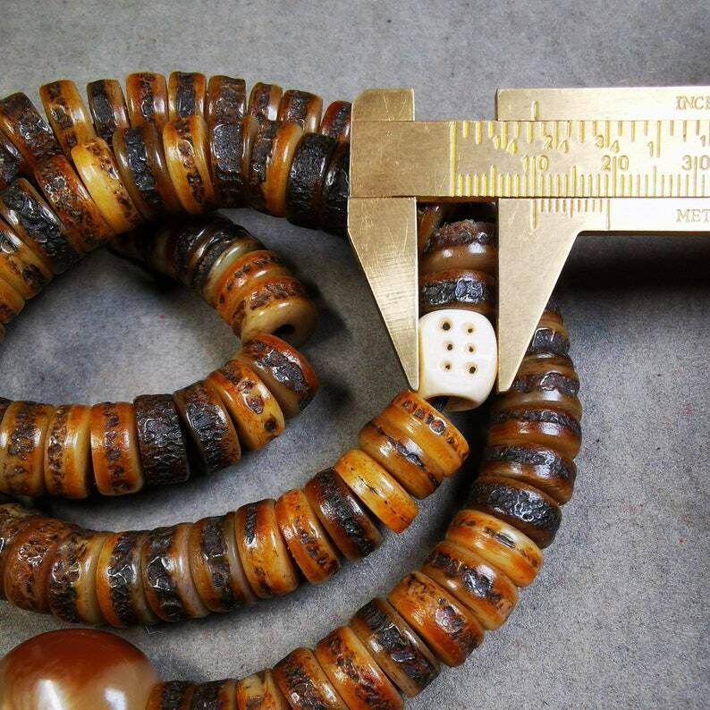 Yak Bone Mala, Hand-carved Tibetan Prayer Beads - Gandhanra-ART