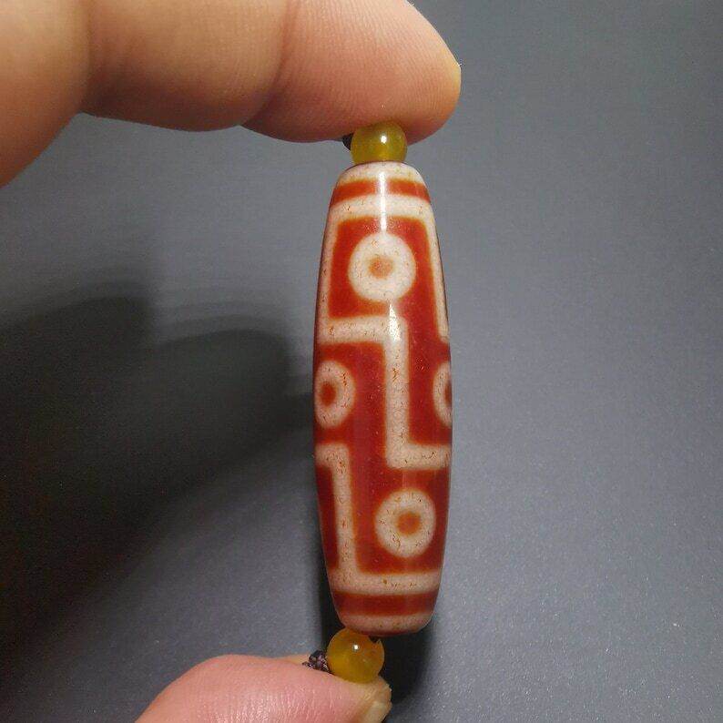 Fire Agate 9 Eyes Dzi Bead - Gandhanra-ART