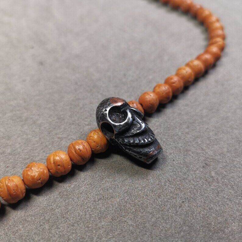 Mala Guru Bead, Skull Shape T-drilled 3-Hole Bead - Gandhanra-ART