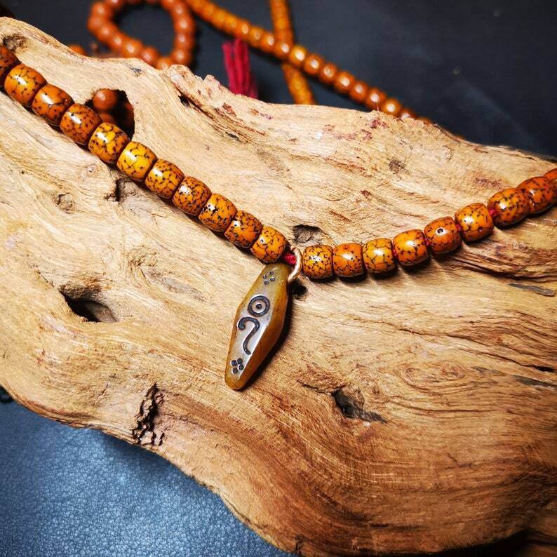 Yak Bone Carved Mani Jewel Prayer Bead Pendant - Gandhanra-ART