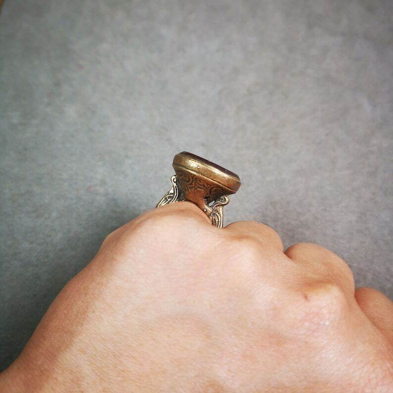 Old West Asian Ring,Made of Ruby and Copper,From Pakistan - Gandhanra-ART