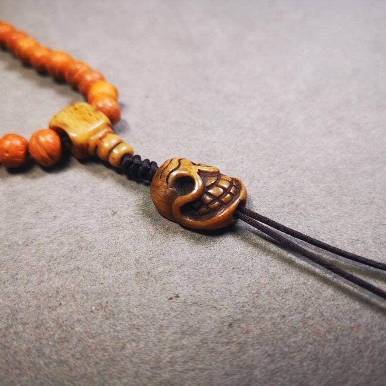 Yak Bone Carved Citipati Skull Amulet Pendant,Spacer Bead for Mala - Gandhanra-ART