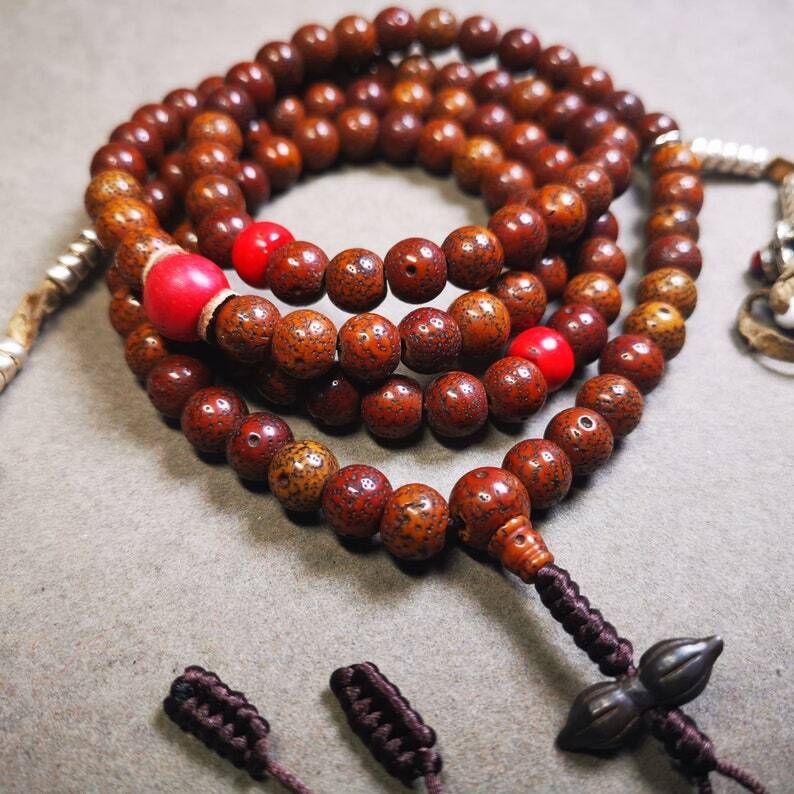 Old 108 Lotus Seed Mala,Prayer Beads 35.4"