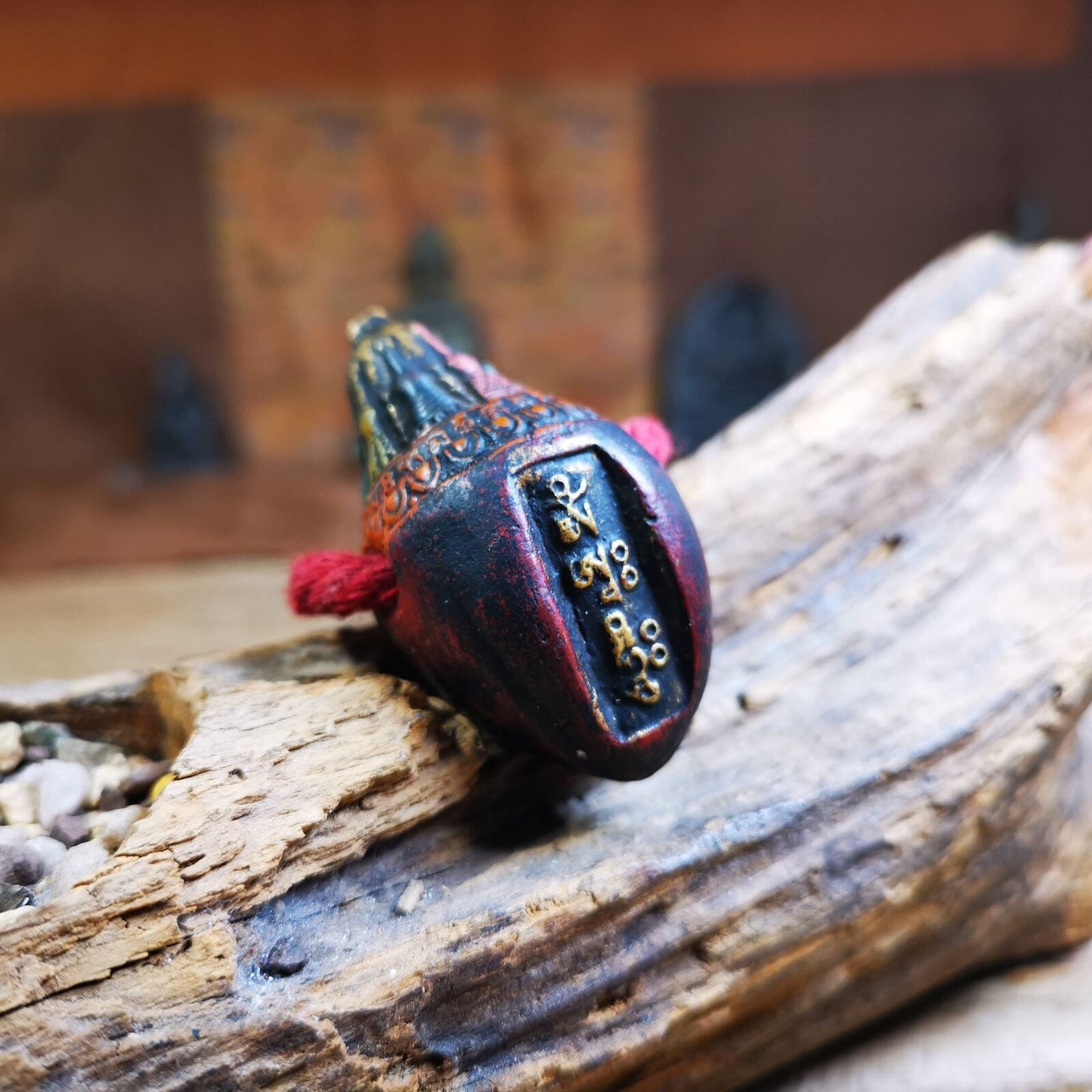 Old Tibetan Niang La Tsa Tsa Statue Amulet,Stupa,Pagoda with Mantra