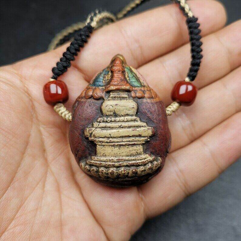 Stupa Tsa Tsa Amulet, Scorpion Guru of Padmasambhava, Scorpion Terma Pendant - Gandhanra-ART