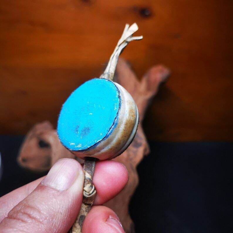 Buddhist Yak Bone Carved Damaru Drum,Mini Chod Drum - Gandhanra-ART